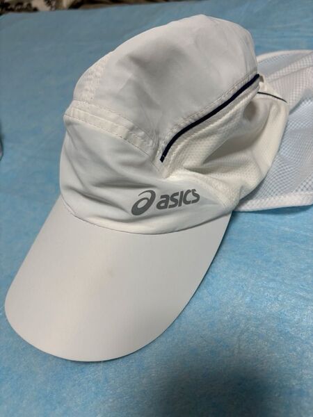 アシックス ランニング キャップ M 日除け付き asics 部活 白 帽子
