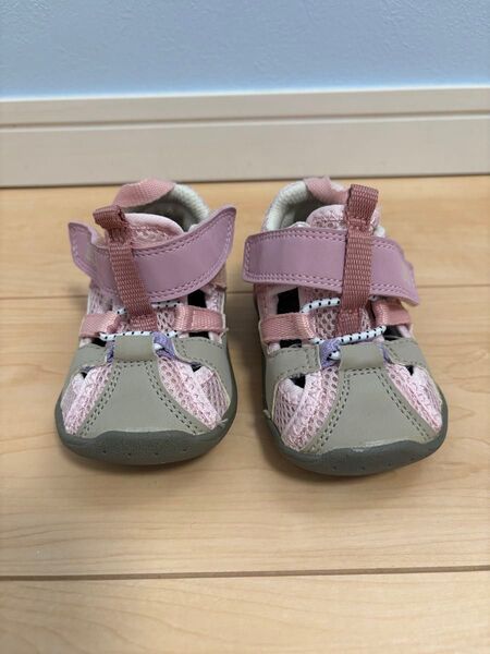 BREEZE ベビー キッズ サンダル ピンク グレー メッシュ 13cm