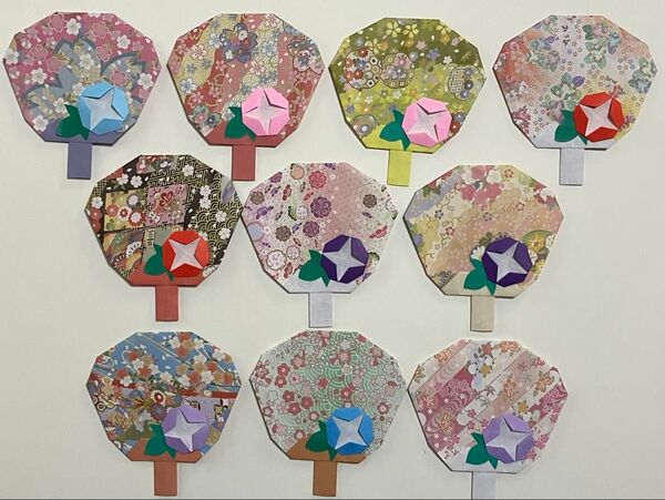 折り紙 ハンドメイド 祭 うちわ 団扇 壁面飾り