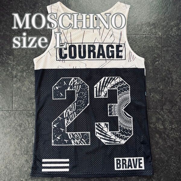 【希少】MOSCHINOゲームシャツロゴ入りメッシュタンクトップ