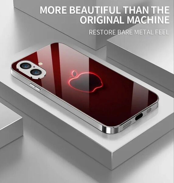 iPhone16Plus アイフォン16プラス 保護 ケース カバー 強化ガラス 防指紋加工 アイフォンにはリンゴが似合う