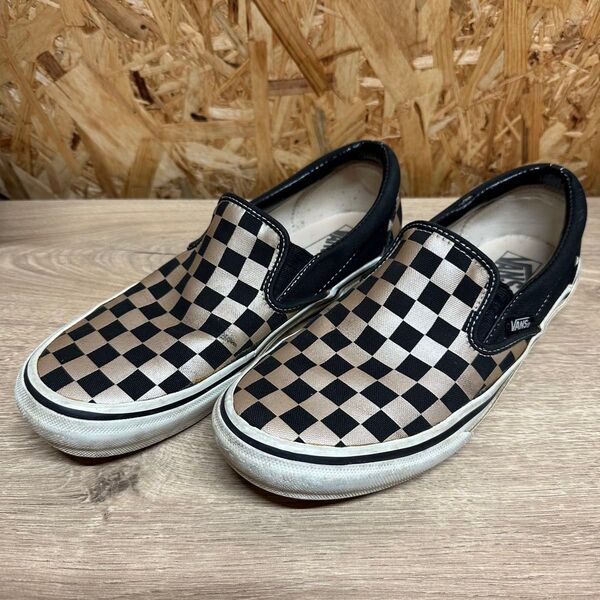 Vans スリッポン チェッカー柄 ブラック×ゴールド 26.0cm
