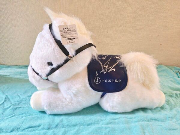 【非売品】JRA競走馬「特大ぬいぐるみ」横山武史ジョッキー直筆サイン入 競馬グッズ 白馬 白毛