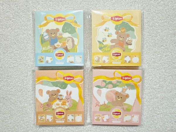 【リプトン×古川紙工 メモパッド4冊セット】コラボ Lipton 紅茶 くま