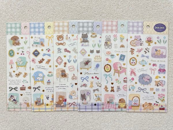 【DOUDOUステッカー6点セット】イラストシール ぬいぐるみ マインドウェイブ