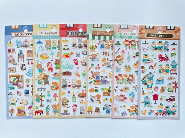 【ワクワクワーカーズステッカー6点セット】イラストシール マインドウェイブ 動物