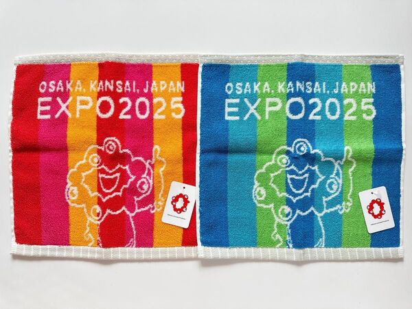 【ミャクミャク タオルハンカチ2枚】EXPO2025大阪関西万博 レッド ブルー