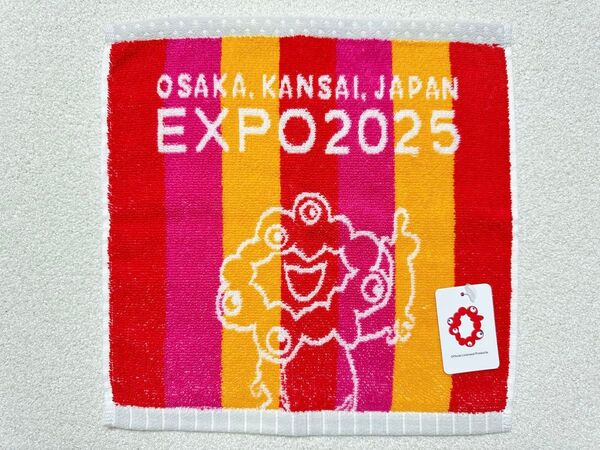 【ミャクミャク タオルハンカチ】EXPO2025大阪関西万博 レッド ストライプ