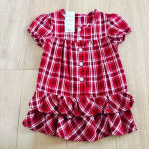 女の子 ワンピース 90 チェック レッド 新品未使用
