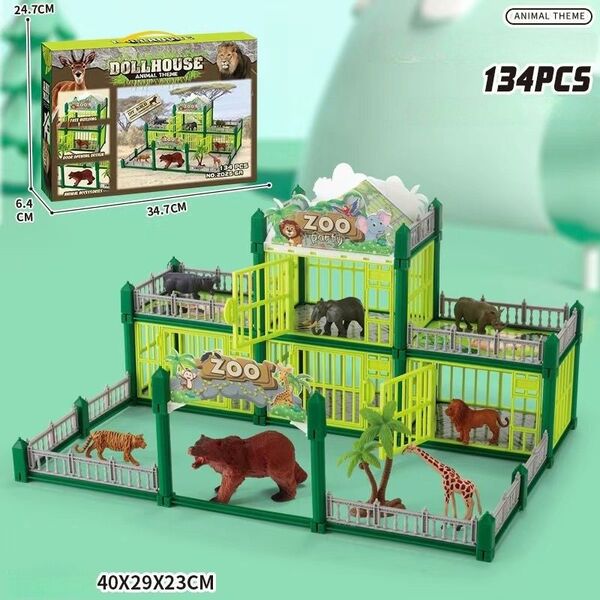 ドールハウス 動物フィギュア134個付き 動物園ごっこ おもちゃ 女の子 男の子 新品 知育玩具