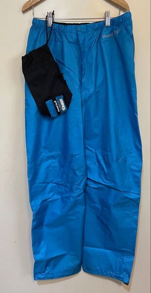 良品 モンベル ゴアテックス製 レインパンツ ストームクルーザー メンズM 袋付き 雨具