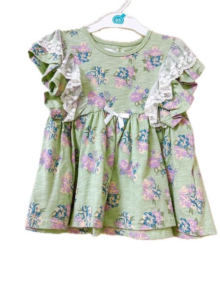 新品タグ付きママラク mamaraku 花柄 チュニック 110cm レース チュニック キッズ 女の子 子供服