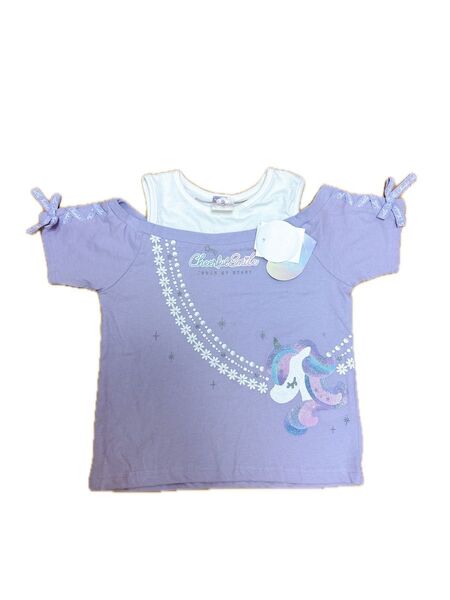 新品タグ付きユニコーンTシャツ しまむら 110cm 女の子 キッズ綿100% Tシャツ 女の子 キッズ 半袖Tシャツ 子供服