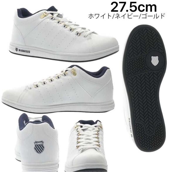 新品未使用品 K-SWISS ケースイス KS100 ミドルカットスニーカー36101571 ネイビー 27.5cm