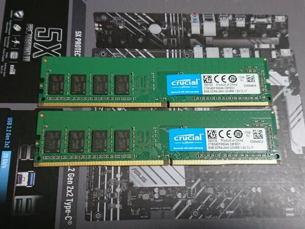 Crucial PC4 2400(DDR4) 8GB×2 合計16GB デスクトップPC用メモリ 動作品