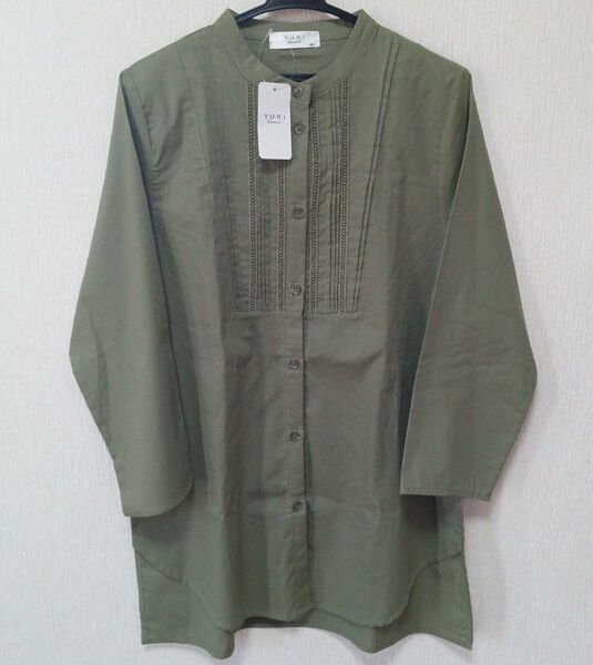 【新品】長袖チュニックブラウス(カーキ)