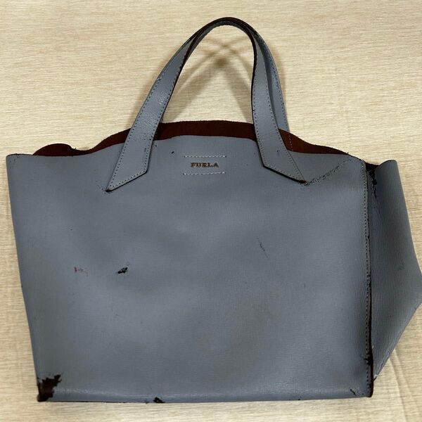 ジャンク品 フルラ FURLA トートバッグ 水色 レザー