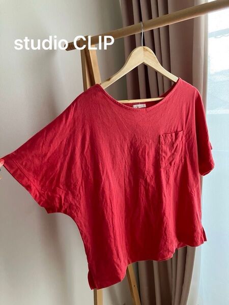 【studio CLIP】USACポケツキVNTEE 半袖Tシャツ レッド 赤