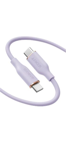 Anker PowerLine Ⅲ Flow USB-C&USB-Cケーブル 1.8m 絡まないケーブル ライトパープル