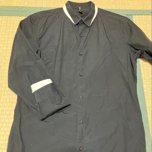 ブラックバレット メンズ シャツ 黒 白ライン入り