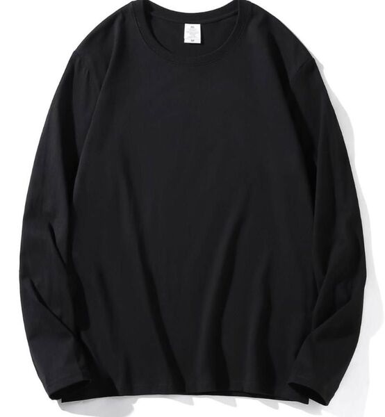 2枚セット ロングTシャツ レディース メンズ ロンT 長袖 ブラック 黒 XL