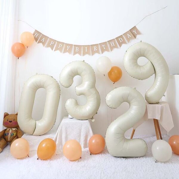 ナンバーバルーン 数字 風船 誕生日 飾り付け 記念日 くすみホワイト