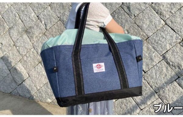 再入荷レジカゴバッグ 保冷保温折りたたみ エコバッグ 大容量レジかごバックブルー