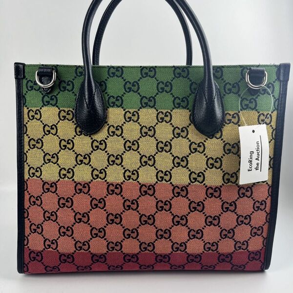 GUCCI ラージトートバッグ GGキャンバス マルチカラー2wayショルダーバッグ