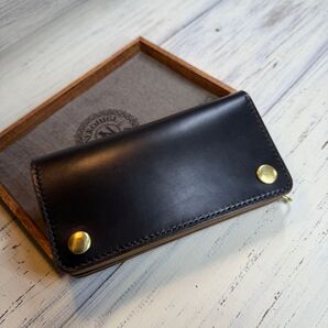 【トラッカーウォレット ロング 3層】ホースバット ゴールド universal