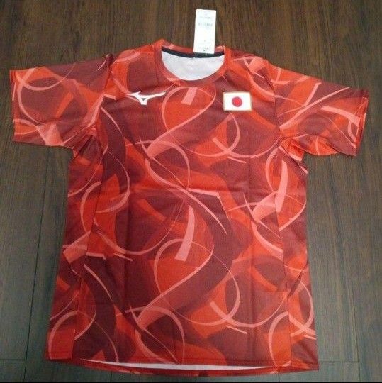 ミズノ 日本代表ロゴマーク 半袖Tシャツ 32MABPC162 Mサイズ レッド
