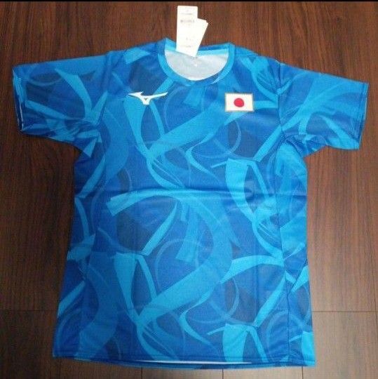 ミズノ 日本代表ロゴマーク 半袖Tシャツ 32MABPC122 Mサイズ ブルー