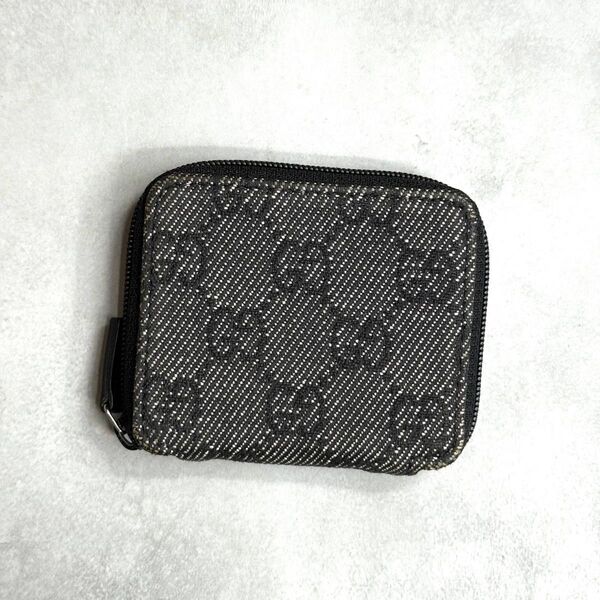 GUCCI グッチ / GGジャガードコインケース コインパース 小銭入れ ジップアラウンド キャンバス グレー ブラック