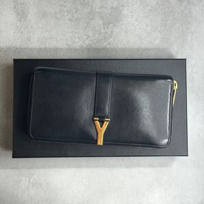 【付属品完備】 YSL SAINT LAURENT サンローラン / Yラインジップアラウンドウォレット 長財布 レザー ブラック