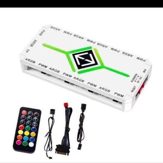 新品☆9口対応 ARGB/PWM RGB ファン 分岐 コントローラー 白