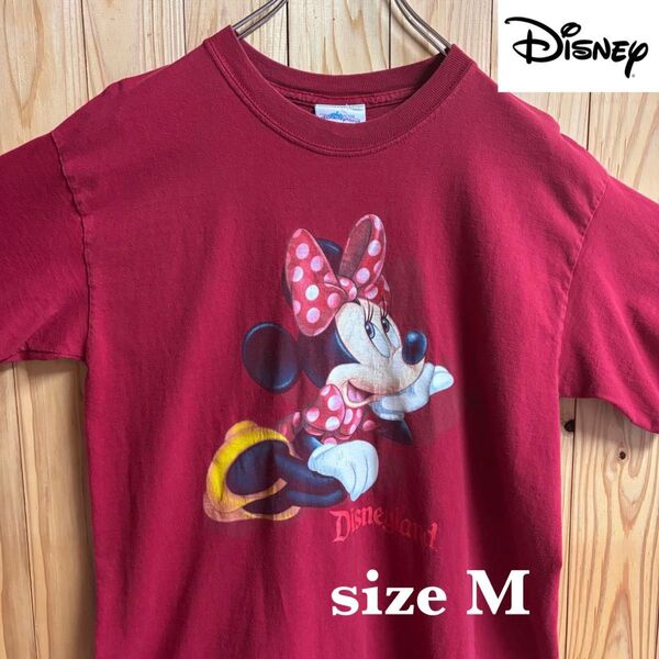 【古着】Disney(ディズニー)半袖Tシャツ M 赤 ミニーマウス USA製 ヴィンテージ ディズニーリゾート