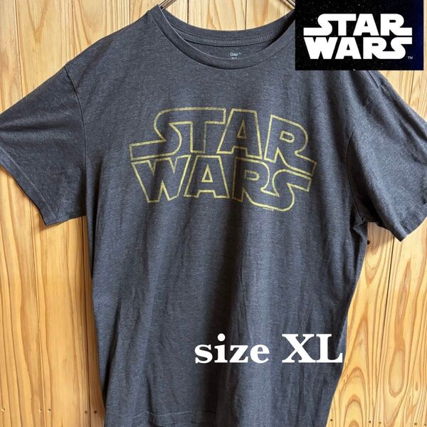 【古着】STAR WARS(スターウォーズ)半袖Tシャツ XL グレー USA製 映画Tシャツ フロントロゴ ヴィンテージ