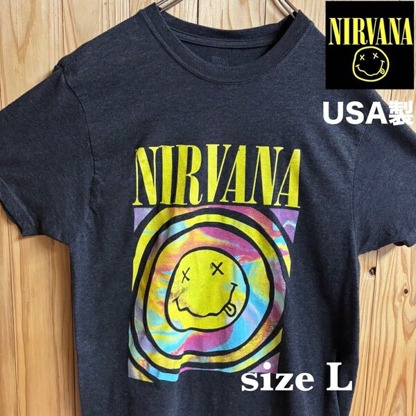 【古着】NIRVANA(ニルヴァーナ)半袖Tシャツ L グレー USA製 バンドTシャツ ヴィンテージ アメリカ古着