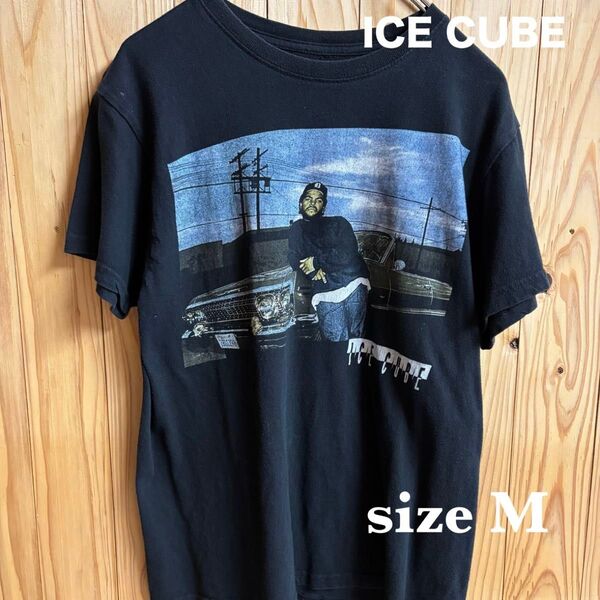 【古着】ICE CUBE(アイスキューブ)半袖Tシャツ M相当 黒 ラッパー バンドTシャツ ヴィンテージ USA製