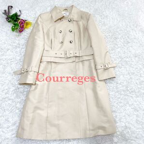 未使用級☆ courregeseクレージュ トレンチコート ジャケット2way ベルト アイボリー40L スプリングコート