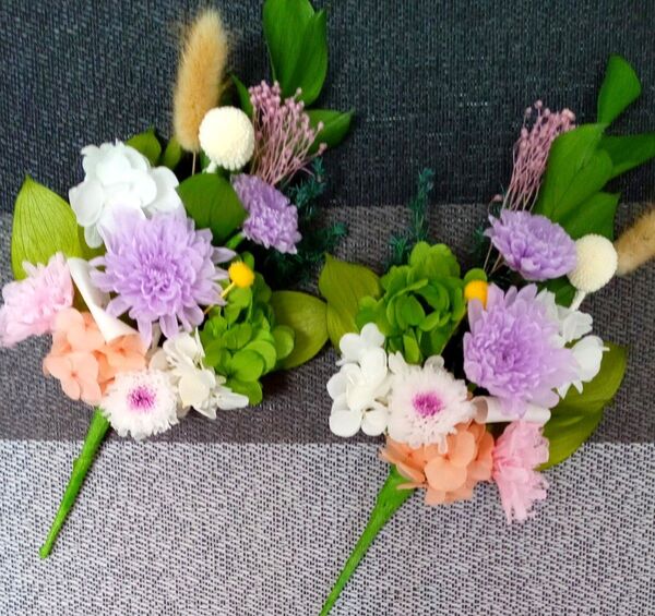 プリザーブドフラワー仏花 一対 お花だけのお供え花 花器なしタイプ