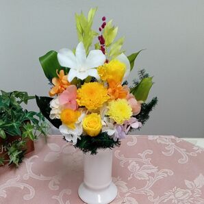 プリザーブドフラワー仏花 母の日お供え花 単品 お仏壇用 花器活け