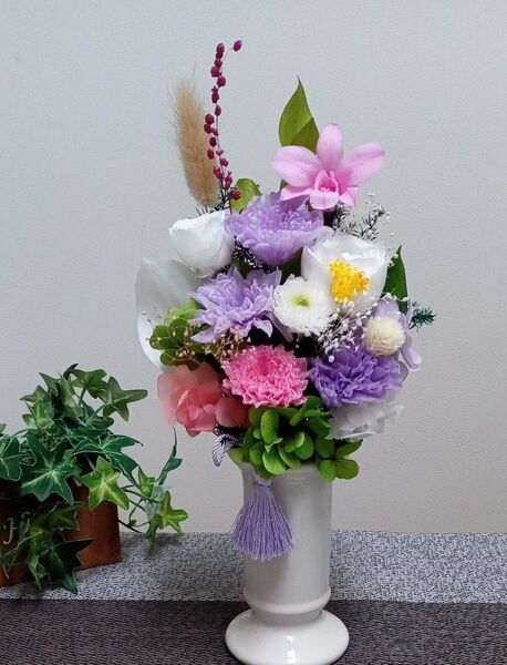 プリザーブドフラワー 仏花 単品 別売クリアケース有料 花器活け お供え花