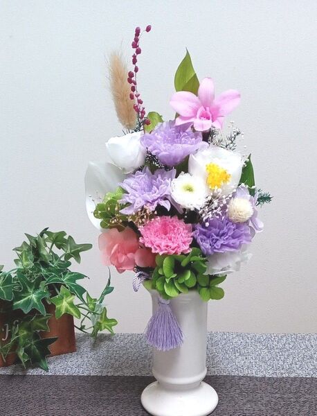 プリザーブドフラワー 仏花 単品 別売クリアケース有料 花器活け お供え花