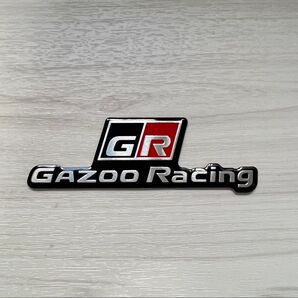 GR 金属製 メッキシルバー エンブレム トヨタ ガズーレーシング 2枚セット