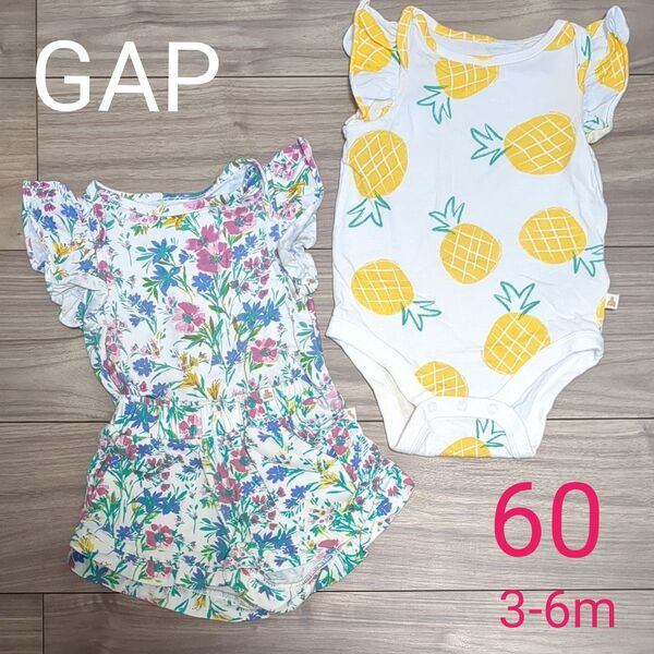babygap 3〜6М 60cm 半袖 ロンパース カバーオール パンツ セットアップ 女の子 夏