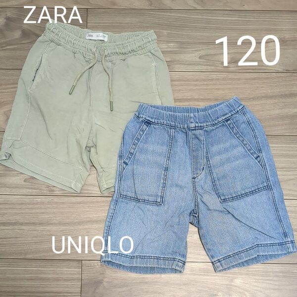 120cm ハーフパンツ 2点セット ショートパンツ 短パン 半ズボン 男の子 夏 デニム UNIQLO ZARA