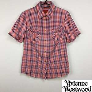  beautiful goods Vivienne Westwood red label short sleeves shirt check goods can be returned talent free shipping 