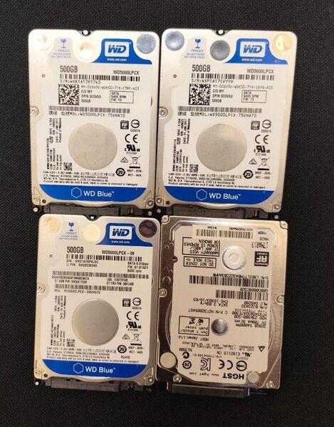 【即日配送】【4個セット】HDD 500GB WesternDigital WD ハードディスク SATA WD5000LPCX