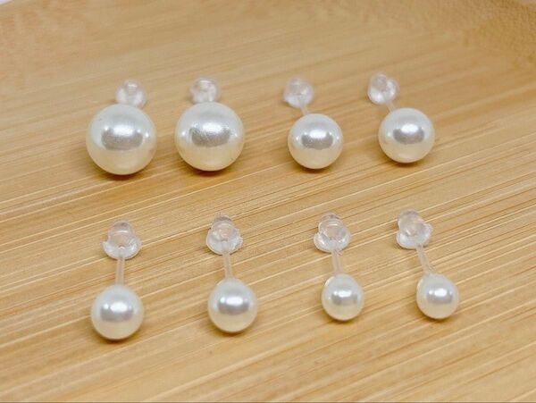 【637】パール系樹脂ピアス4ペア アレルギー対応 ポストピアス シンプルデザイン 一粒 オケージョン卒業式入学式お呼ばれ