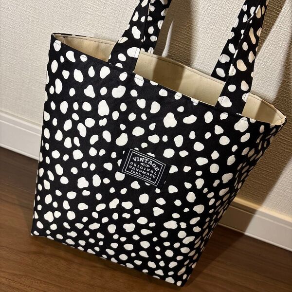 ミニトートバッグ ダルメシアン柄 ハンドメイド